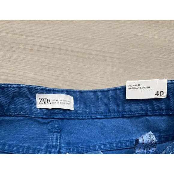 NWT Zara Straight Leg Ombre Blue High Rise Jeans SZ-8 Bloggers Fav new - Picture 3 of 7